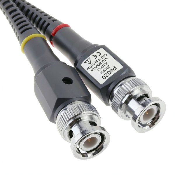 2pcs P6020 Upgraded Oscilloscope Clip Probes Kit 20MHz Fully Insulated BNC End Probe with Accessories Kit 1X 10X (Pack of 2)-1