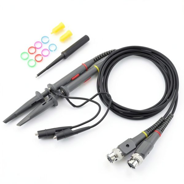 2pcs P6020 Upgraded Oscilloscope Clip Probes Kit 20MHz Fully Insulated BNC End Probe with Accessories Kit 1X 10X (Pack of 2)-0