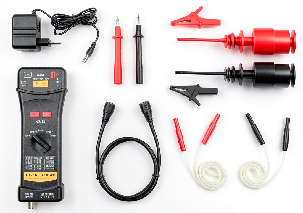 Installing Rigol RP1100D Digital Oscilloscope Probe 100MHz 6.5kV Differential on a wooden desk